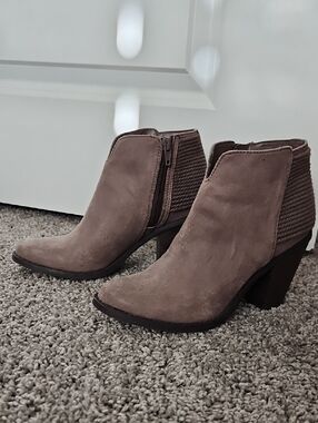 Women's Taupe Ankle Booties with Side Zip